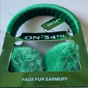 ON. 34th Green Faux Fur Earmuffs - NEW